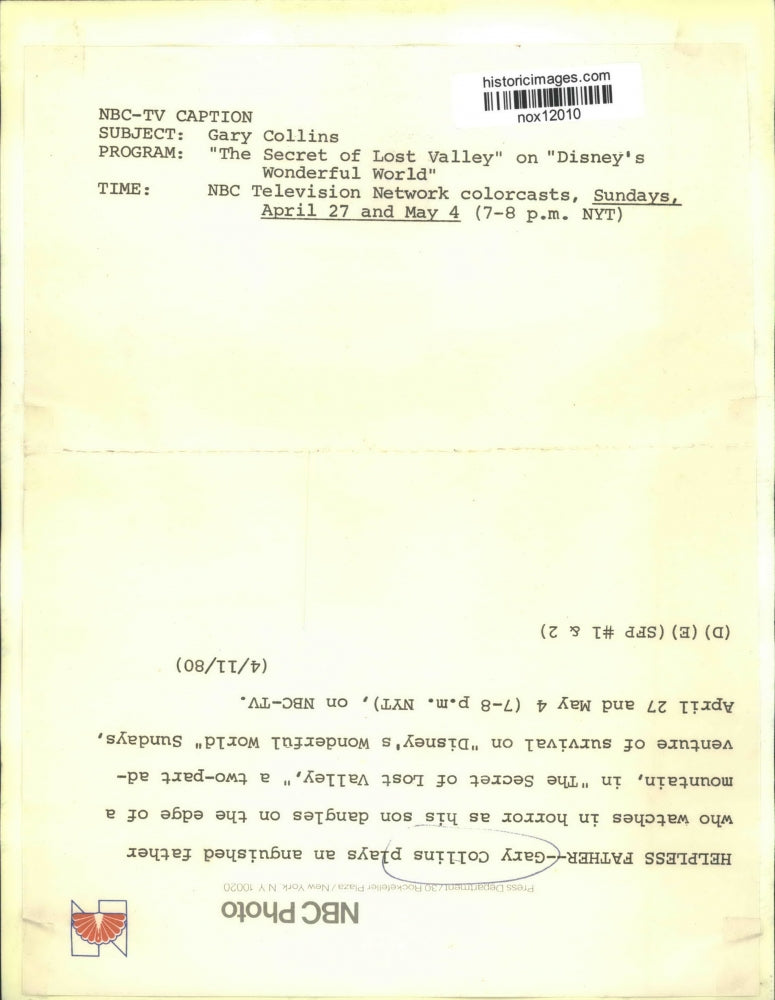 1980 Press Photo Actor Gary Collins in a Scene From The Secret of Lost Valley