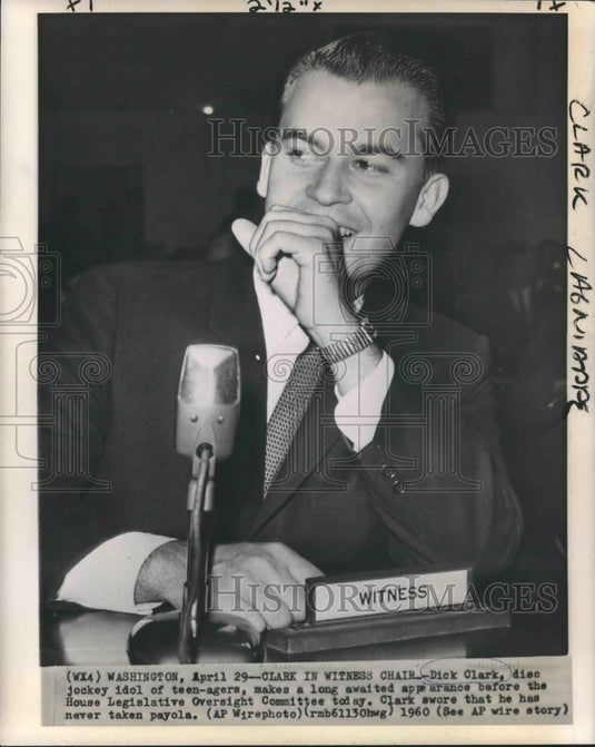 1960 Press Photo Disc Jockey Dick Clark at House Legislative Oversight Committee