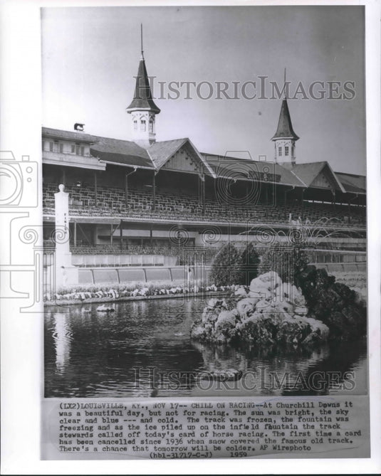 1959 Press Photo Churchill Downs - Fountain and Stands, Louisville, Kentucky- Historic Images
