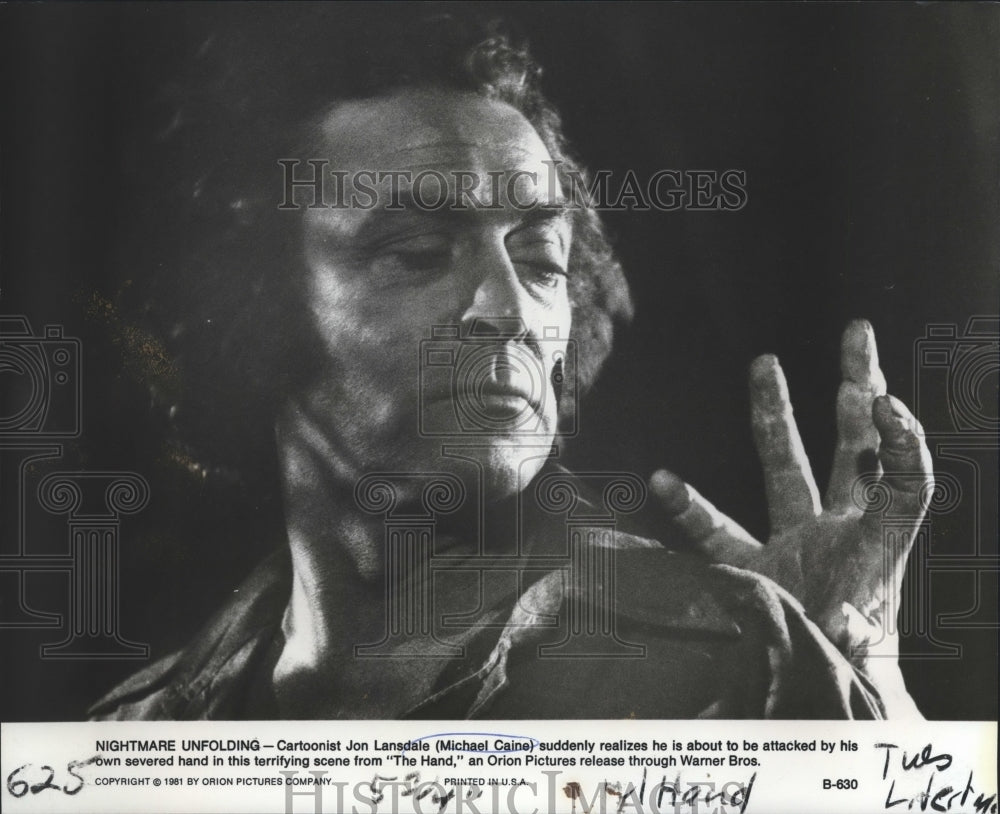1981 Press Photo "The Hand" - Michael Caine as John Lansdale in Orion Film