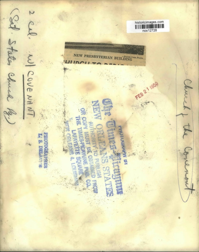 1959 Press Photo Church of the Covenant - New Orleans, Louisiana Building