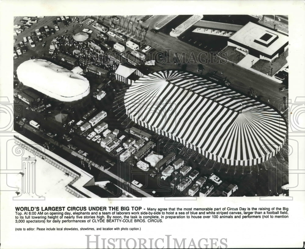 1992 Press Photo Circus - Aerial View Opening Day Clyde Beatty-Cole Bros. Circus