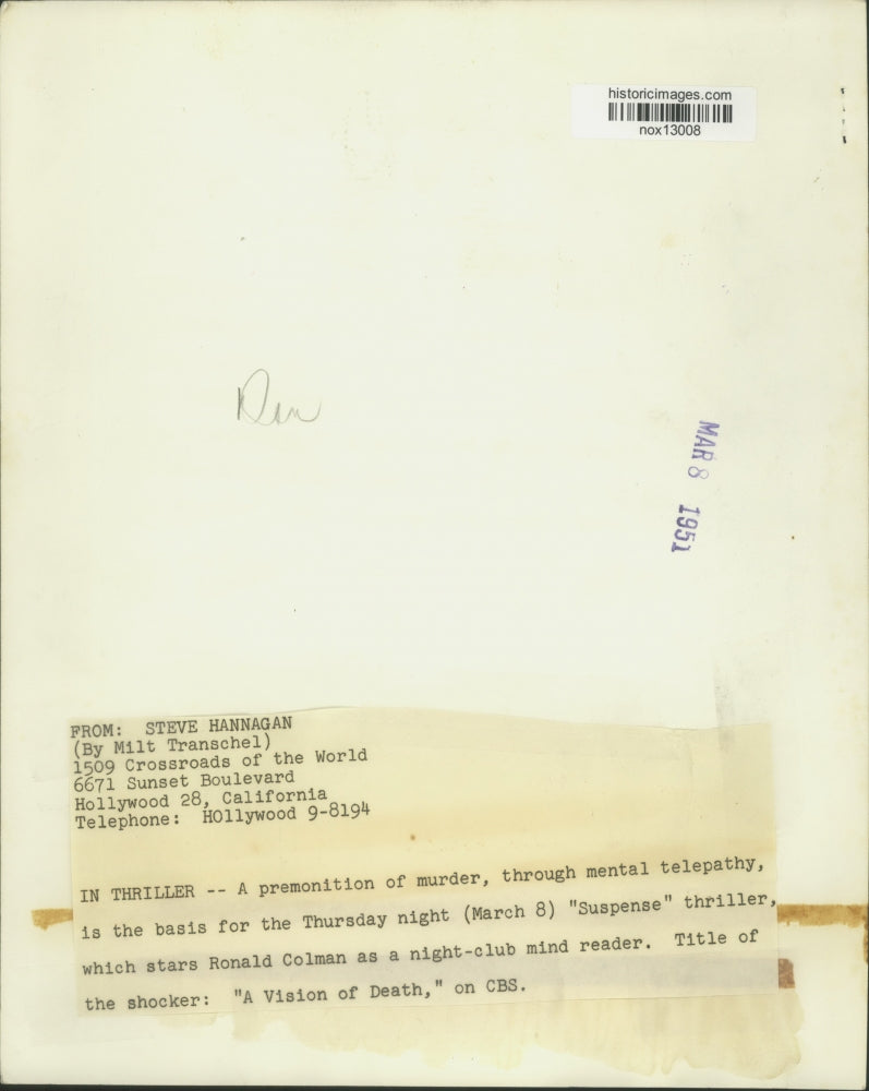 1951 Press Photo Actor Ronald Colman - nox13008