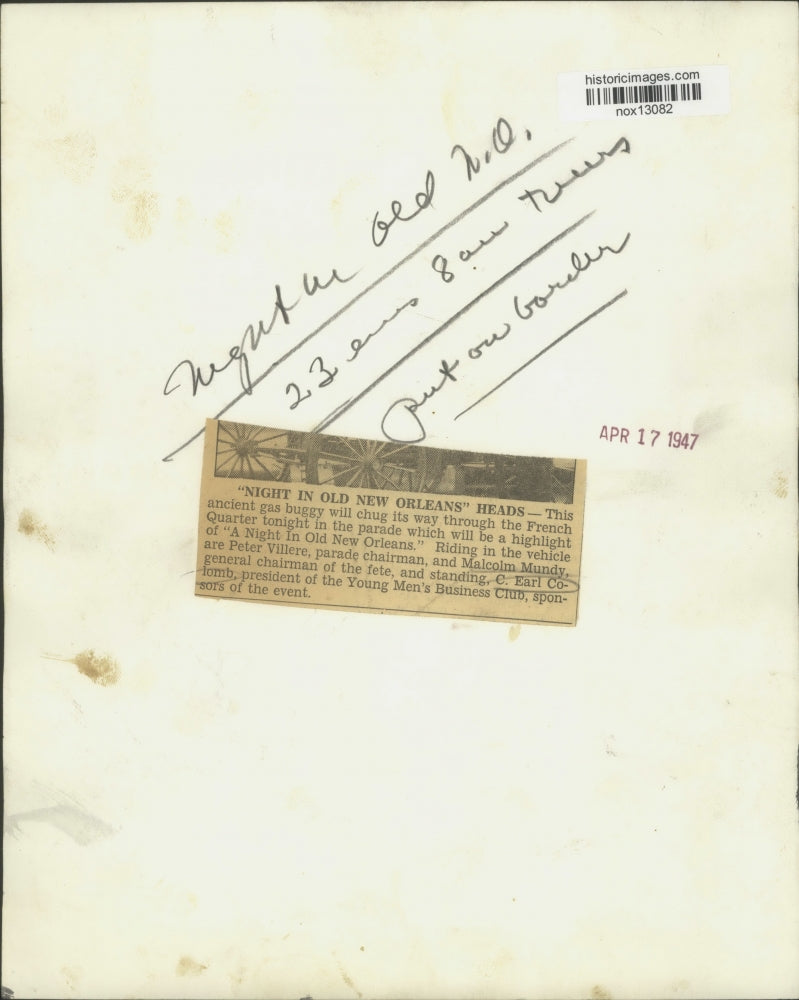 1947 Press Photo Sponsors of "Night in Old New Orleans" in Gas Buggy - nox13082