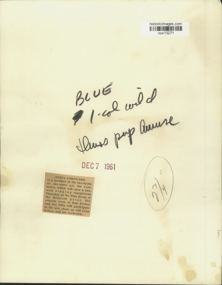 1961 Press Photo Singing group, the Coronados - nox13271