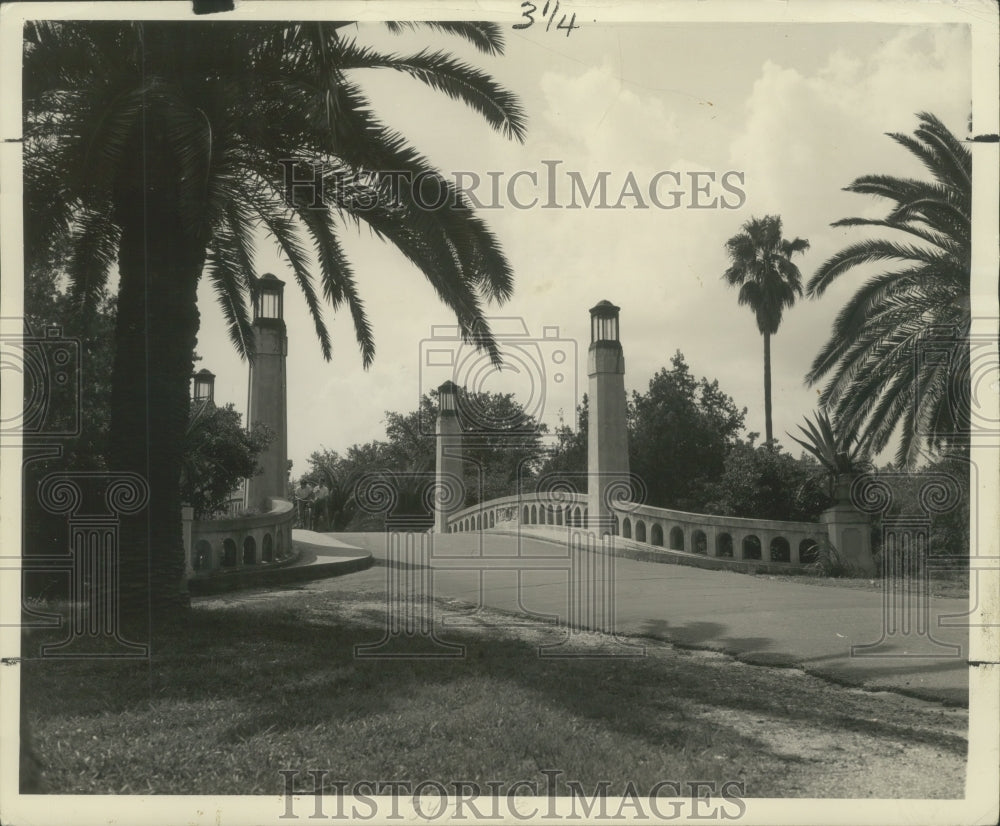 1940 Press Photo Newly Constructed Bridge over City Park Lagoon, New Orleans