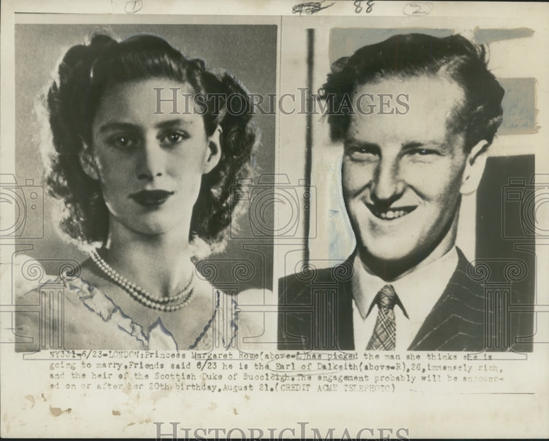 Load image into Gallery viewer, 1950 Press Photo Princess Margaret Rose and Earl of Dalkeith to be Married
