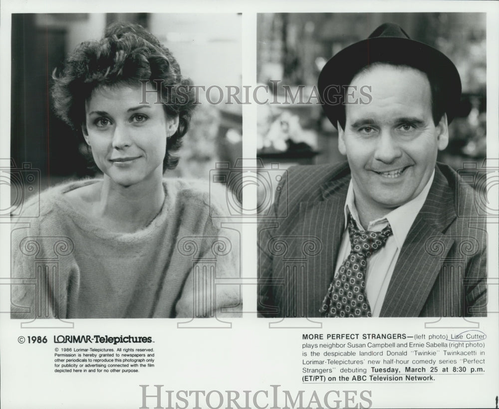 1986 Press Photo Actors Lise Cutter and Ernie Sabella in "Perfect Strangers"