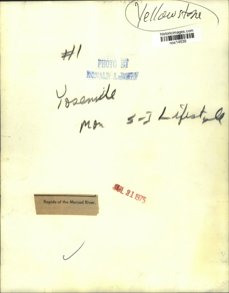 1975 Press Photo Rapids of the Merced River in Yellowstone National Park