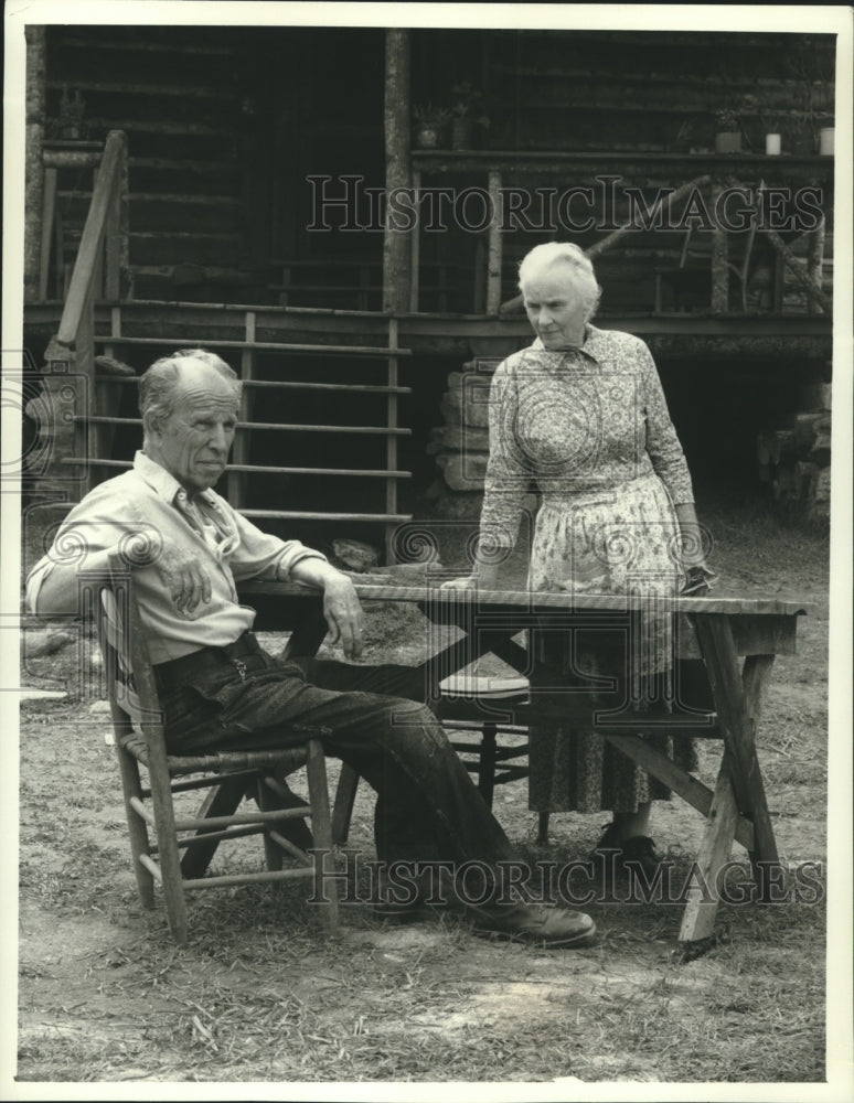 1988 Press Photo Hume Cronyn and Jessica Tandy in Broadway Roles in Foxfire