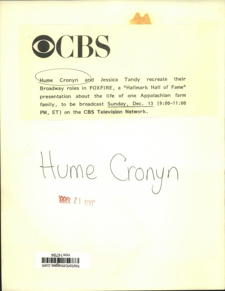 1988 Press Photo Hume Cronyn and Jessica Tandy in Broadway Roles in Foxfire