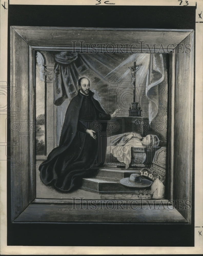 Load image into Gallery viewer, 1967 Press Photo Saint Francis Borgia, 18th century Spanish Colonial Painting
