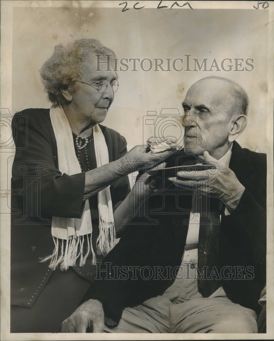 1954 Press Photo Mr. and Mrs. U. C. Delaune celebrate 65th Wedding Anniversary