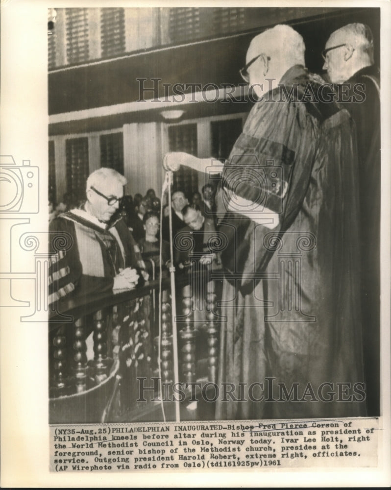 Load image into Gallery viewer, 1961 Press Photo Bishop Fred Pierce Corson Inaugurated, World Methodist Council
