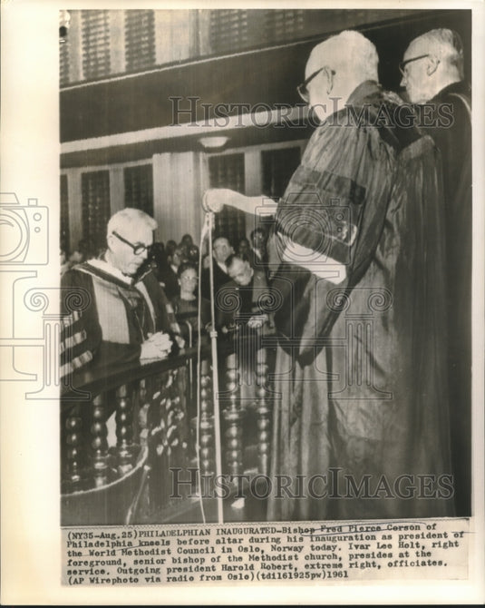 1961 Press Photo Bishop Fred Pierce Corson Inaugurated, World Methodist Council