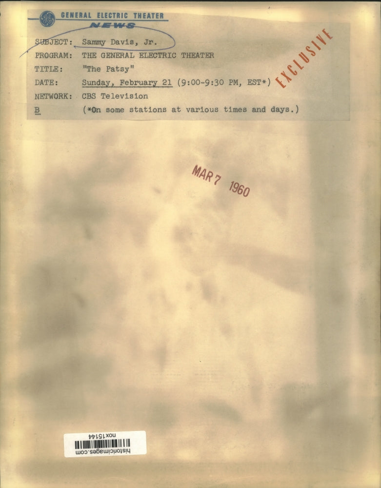 1960 Press Photo Sammy Davis Junior and Costar in The Patsy on CBS Television