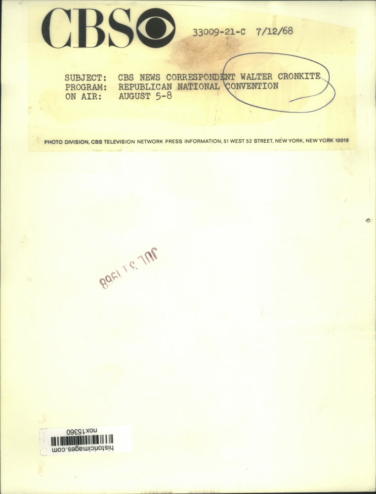 1968 Press Photo Walter Cronkite reports on the Republican National Convention