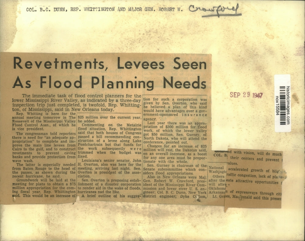 1947 Press Photo Col. Dunn, Rep. Whittington & Maj. Gen. Robert W. Crawford meet