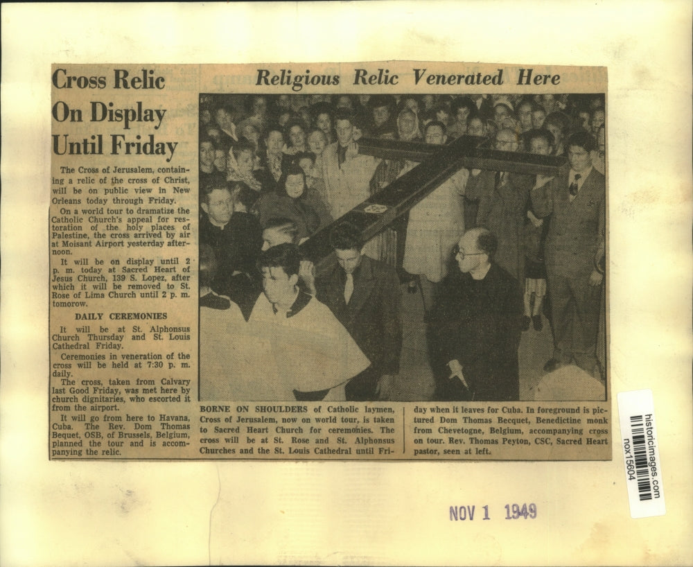 1949 Press Photo Sacred Heart Church Cross of Jerusalem in Catholic Event