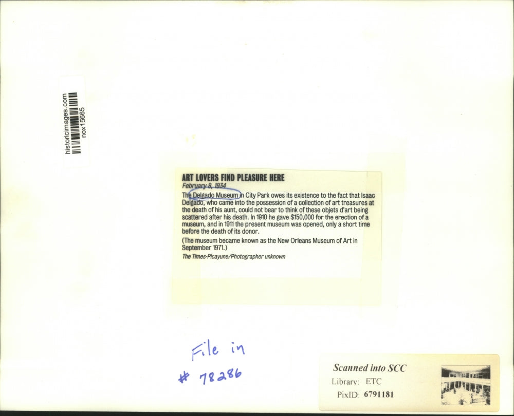 1934 Press Photo Interior of Delgado Museum in City Park, New Orleans