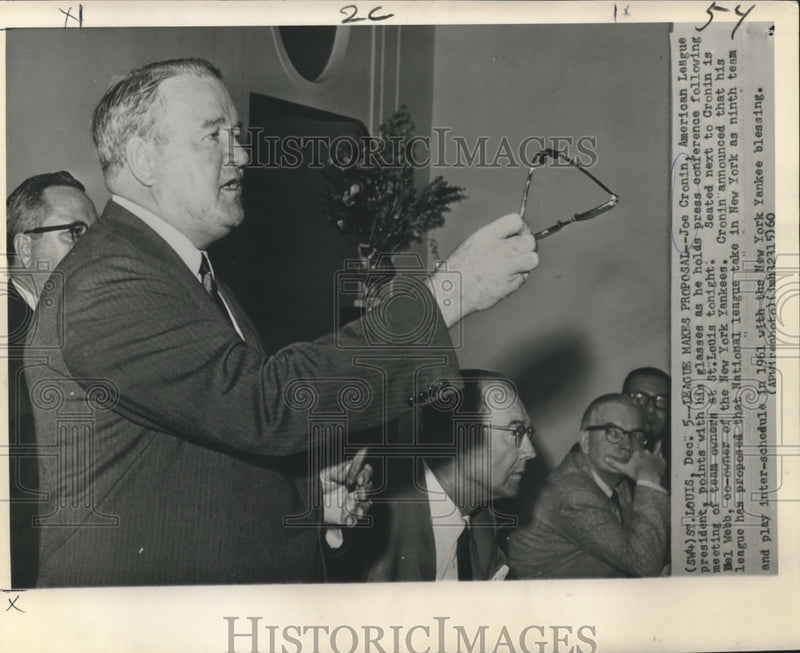 Load image into Gallery viewer, 1960 Press Photo American League President Joe Cronin at News Conference

