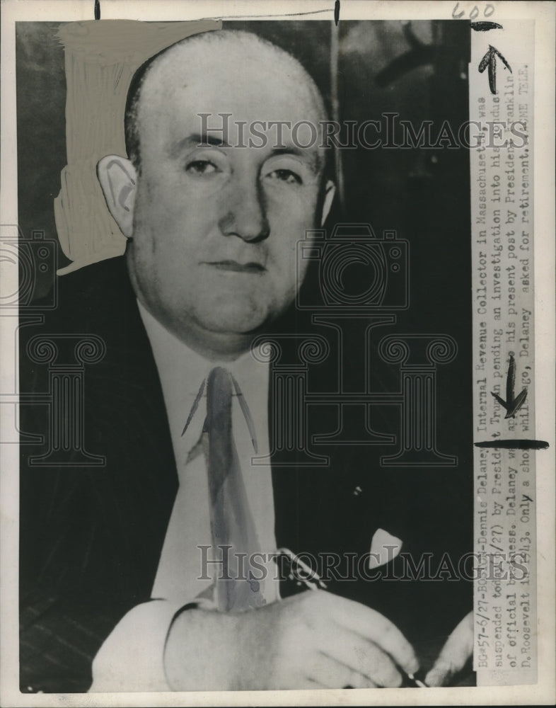 1943 Press Photo Dennis Delaney, International Revenue Collector, Massachusetts