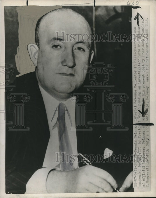 1943 Press Photo Dennis Delaney, International Revenue Collector, Massachusetts