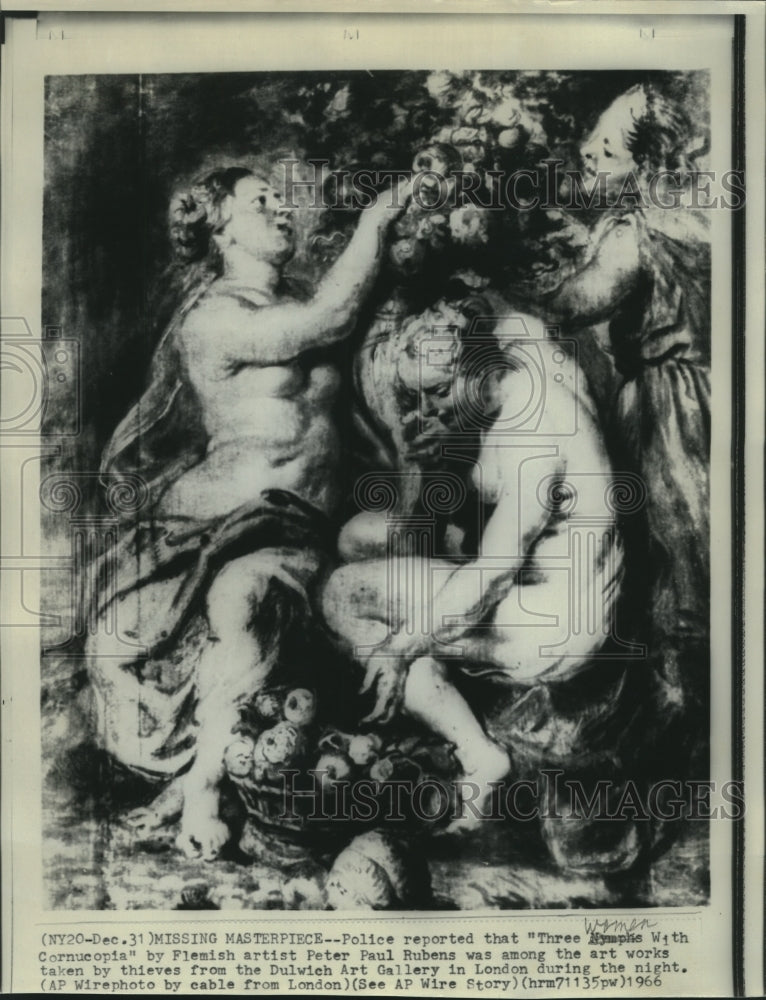 Load image into Gallery viewer, 1966 Press Photo "Three Woman with Cornucopia" by Artist Peter Paul Rubens
