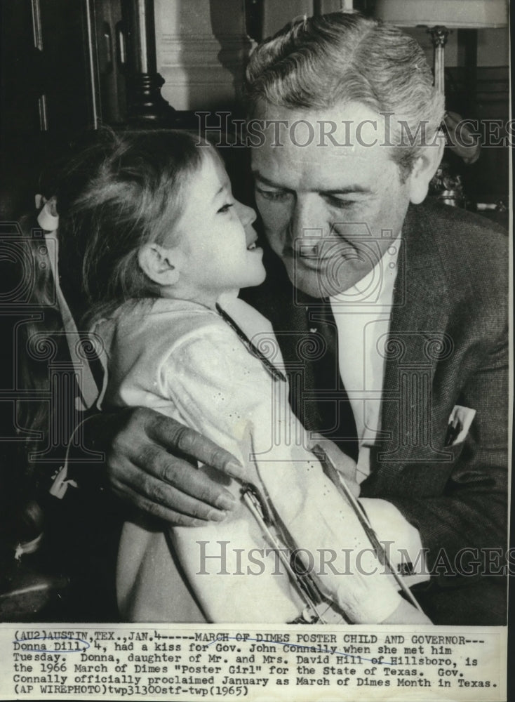1965 Press Photo Governor John Connally & Donna Dill, March of Dimes Poster Girl