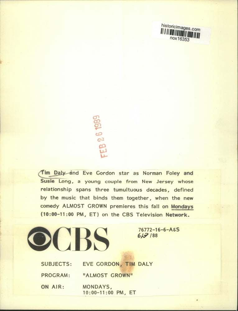 1988 Press Photo Tim Daly and Eve Gordon, "Almost Grown" - nox16353