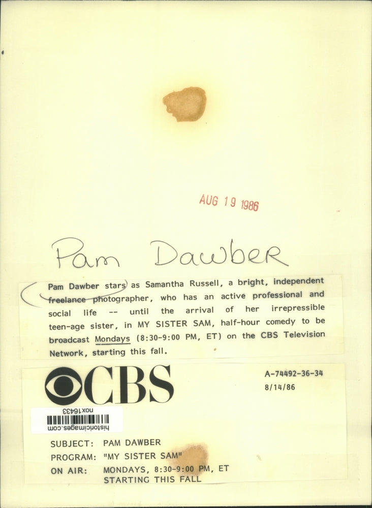 1986 Press Photo Pam Dawber stars as Samantha Russell, in My Sister Sam on CBS