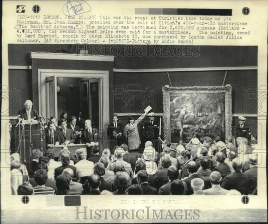 1971 Press Photo Christie's Auction of Titanis 400 year old The Death of Actaeon