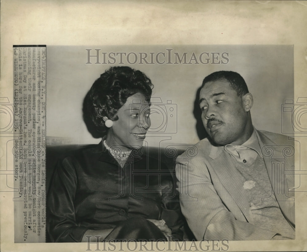 1955 Press Photo Joe Louis and Miss Rode Morgan announce their engagement- Historic Images