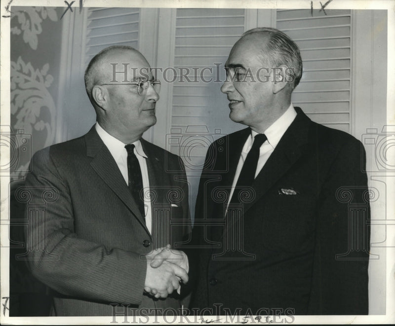 Load image into Gallery viewer, 1957 Press Photo Lawrence M. Curtis, and Alvin M. Constans, NCFA Officers
