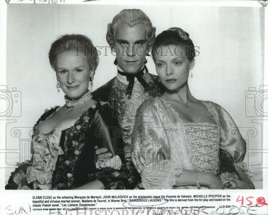 1989 Press Photo Glenn Close and co-stars, "Dangerous Liaisons" - nox16928
