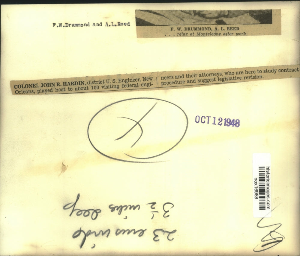 1948 Press Photo F. W. Drummond and A. L. Reed Relax at Monteleone, New Orleans