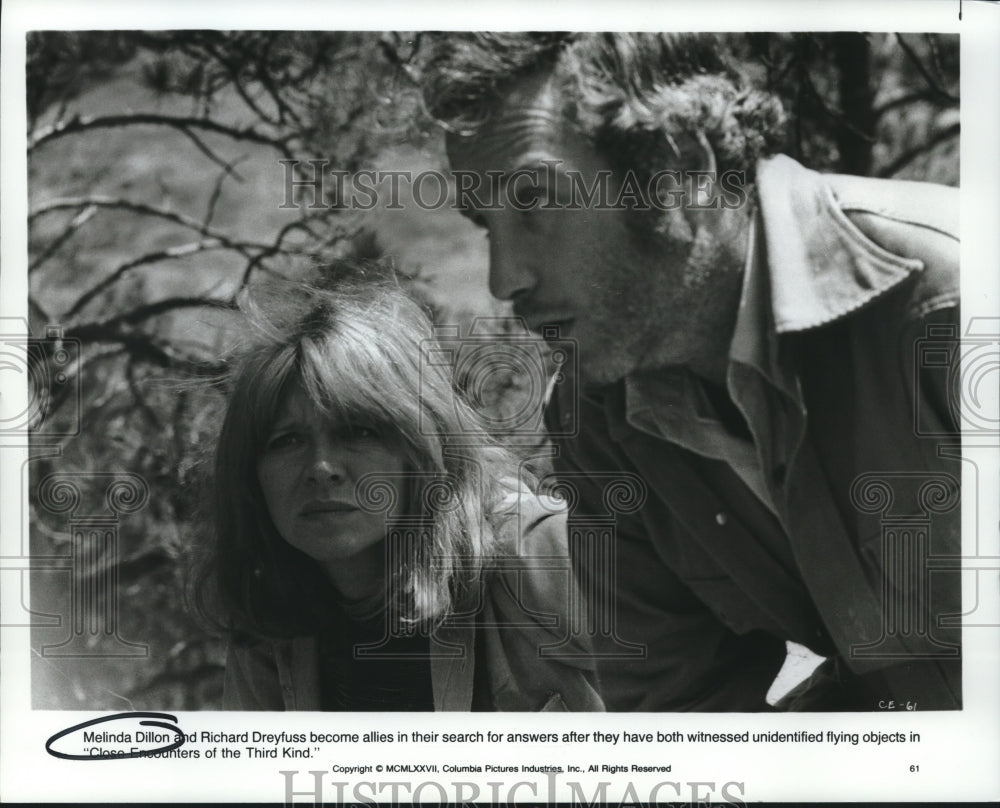 1977 Press Photo Dillon & Dreyfuss star in "Close Encounters of the Third Kind."