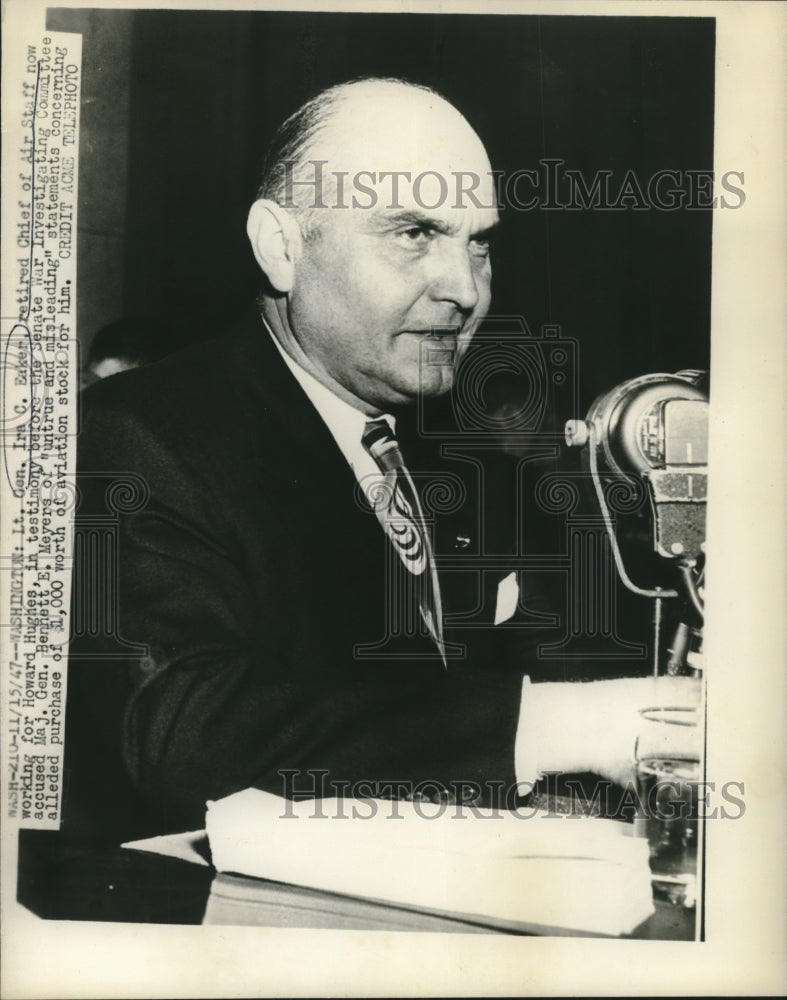 1947 Press Photo Lieutenant General Ira C. Eaker, retired Chief of Air Staff