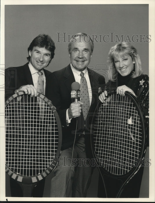 1990 Press Photo Dick Enberg & Wimbledon champions to broadcast Wimbledon, NBC