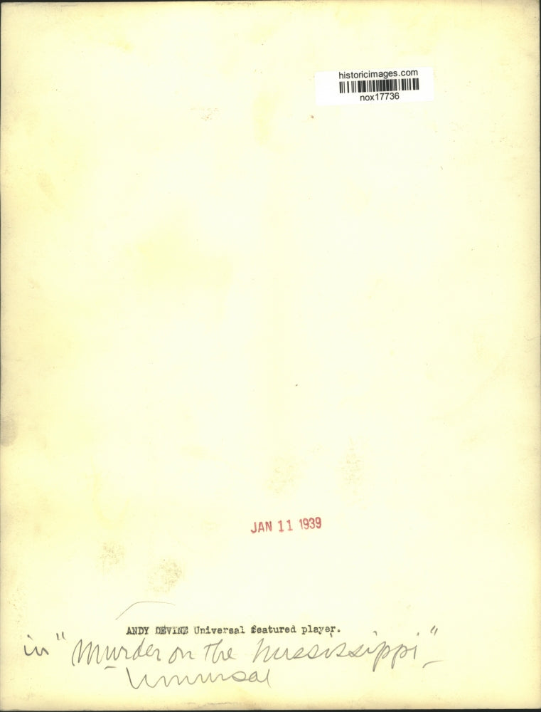 1939 Press Photo Actor Andy Devine in Murder on the Mississippi by Universal