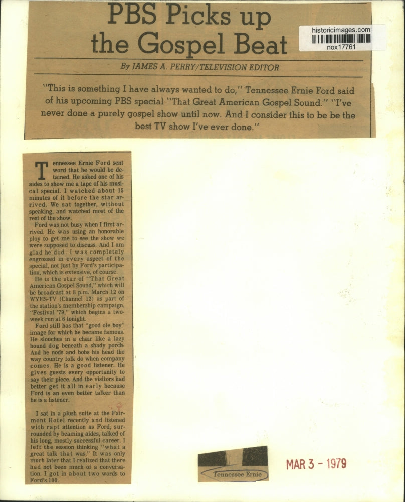 1979 Press Photo Tennessee Ernie Ford hosts PBS special - nox17761