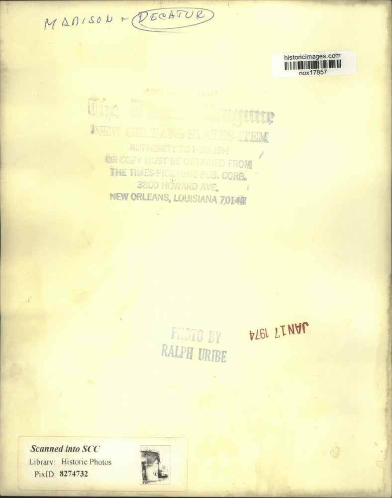 1974 Press Photo Madison and Decatur in New Orleans - nox17857