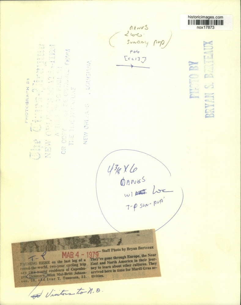 1979 Press Photo Miss Mui-Britt Johanson and Ivar T. Tonnesen travel World