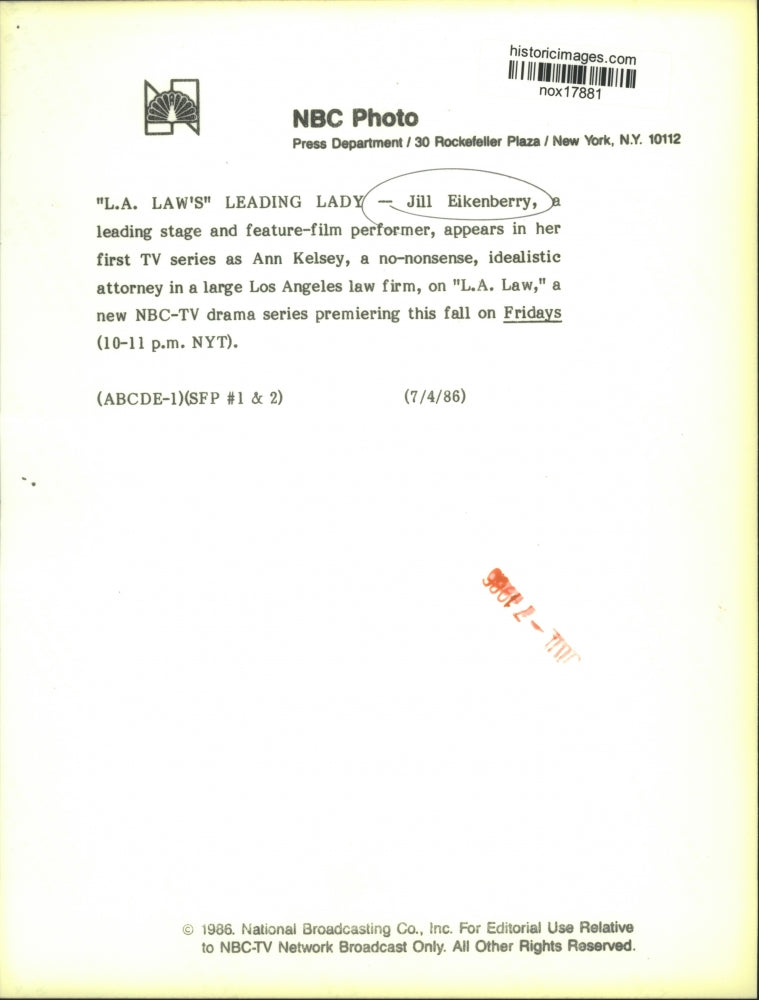 1986 Press Photo Jill Eikenberry, a leading stage and feature-film performer