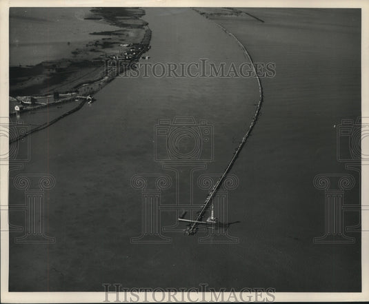 1952 Press Photo Aerial View of South Pass & Jetty on Mississippi River