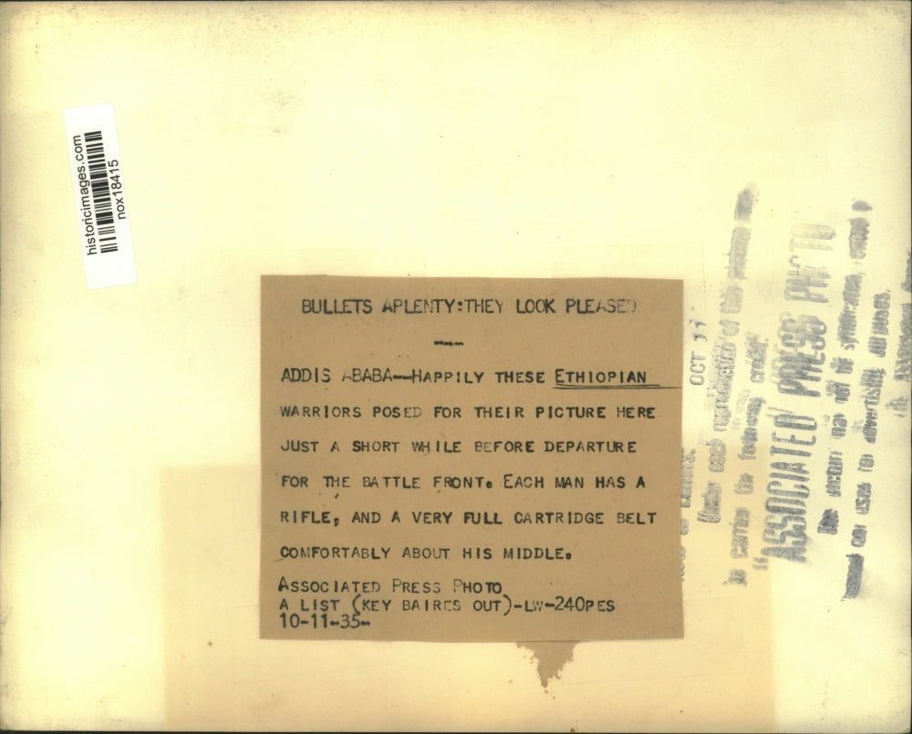 1935 Press Photo Ethiopian warriors prior to going to battle front - nox18415