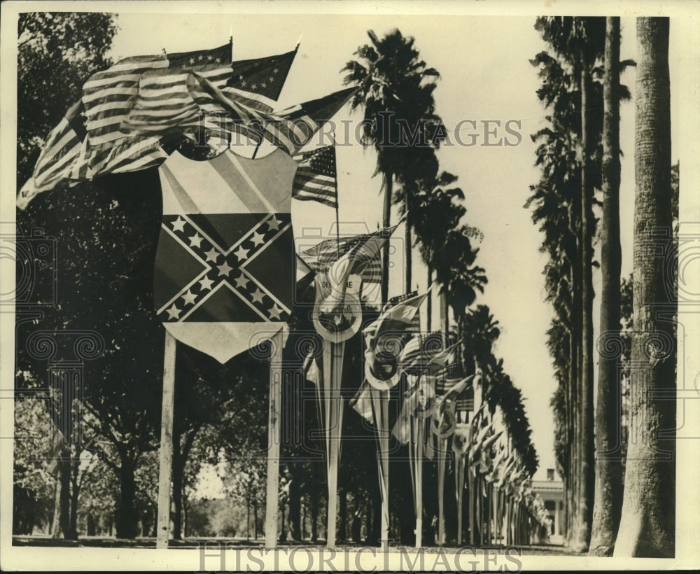1938 Press Photo Church - Eucharistic Congress Exterior View with Flags