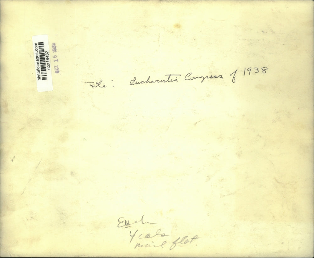 1938 Press Photo Church - Eucharistic Congress Exterior View with Flags