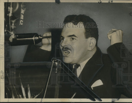 1940 Press Photo Thomas Dewey excitedly addresses Lincoln, Nebraska crowd- Historic Images
