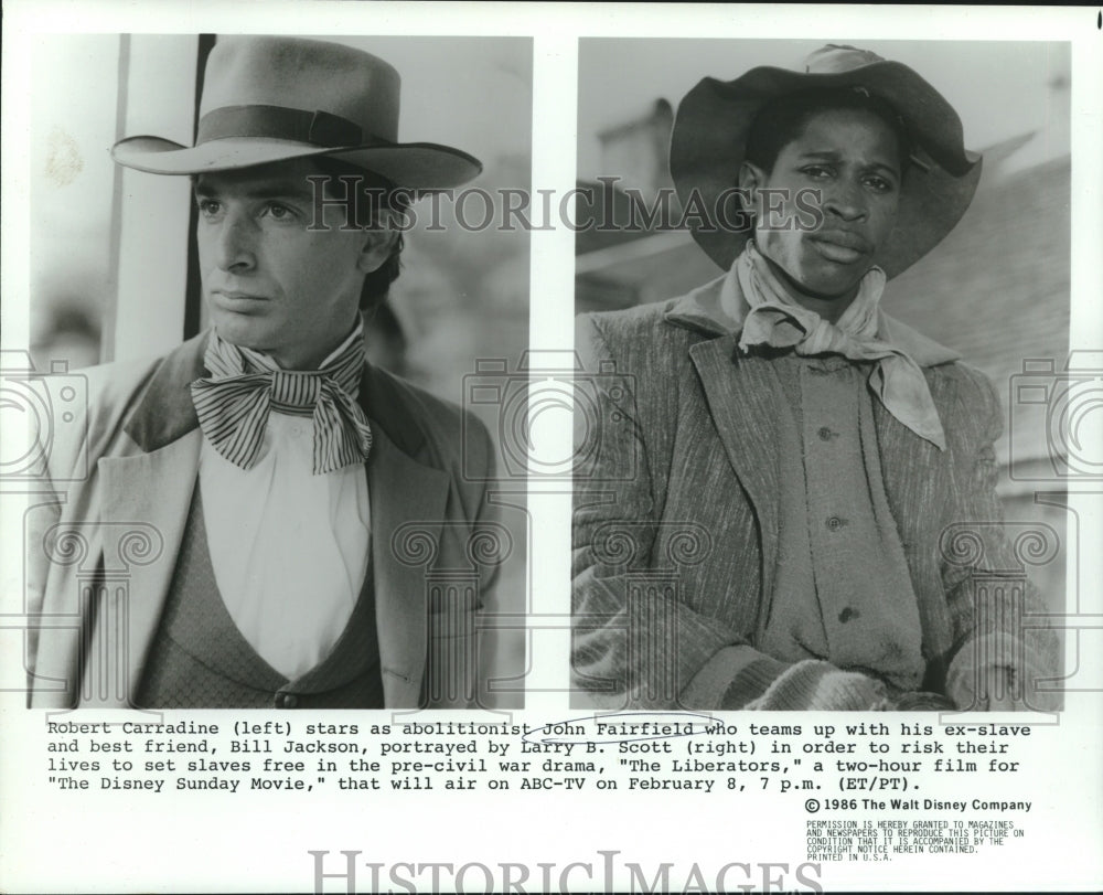 1986 Press Photo Robert Carradine & Larry Scott star in "The Liberators," on ABC
